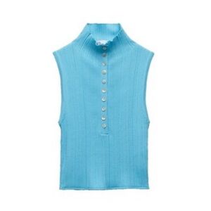 Zara button up blue top